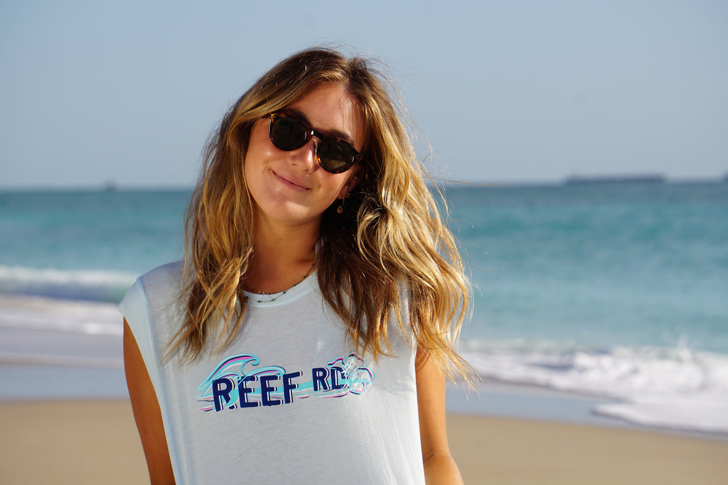 Reef Rd Island Style Crop Top - Ice Blue